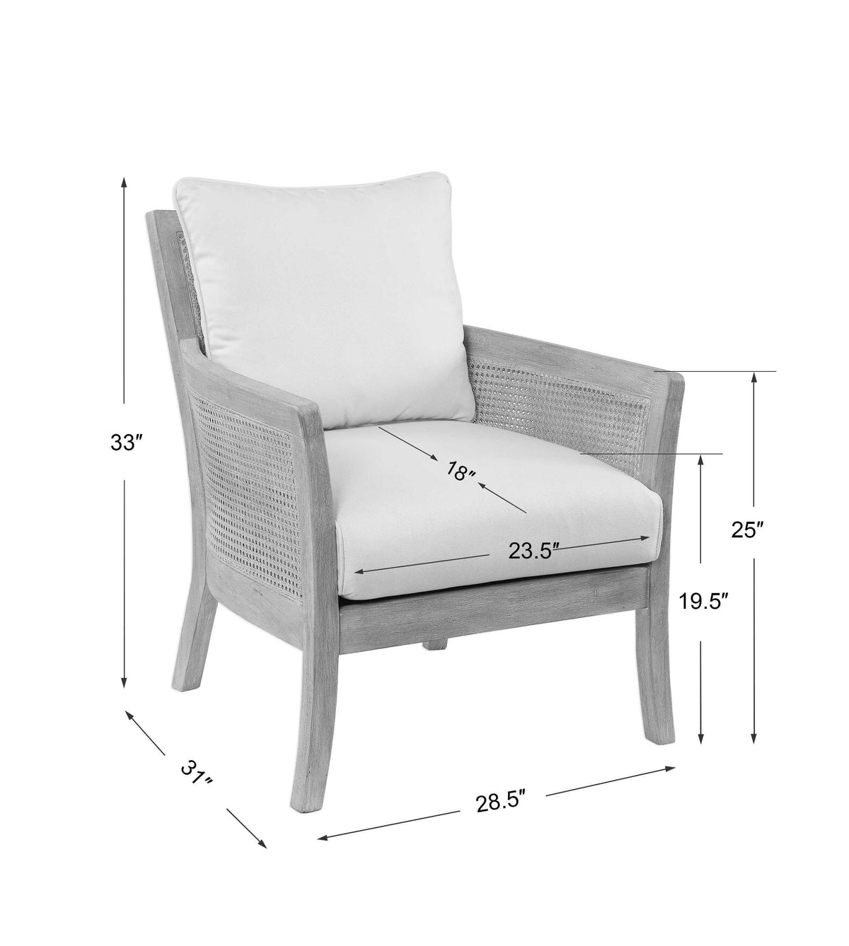 Encore Natural Armchair - White / Light Brown by Uttermost - View 9