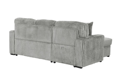 Plush Sectional Sofa W/ Pull Out Sleeper made with Velvet fabric- Gray (CA inventory) - sold by Home Elegance USA