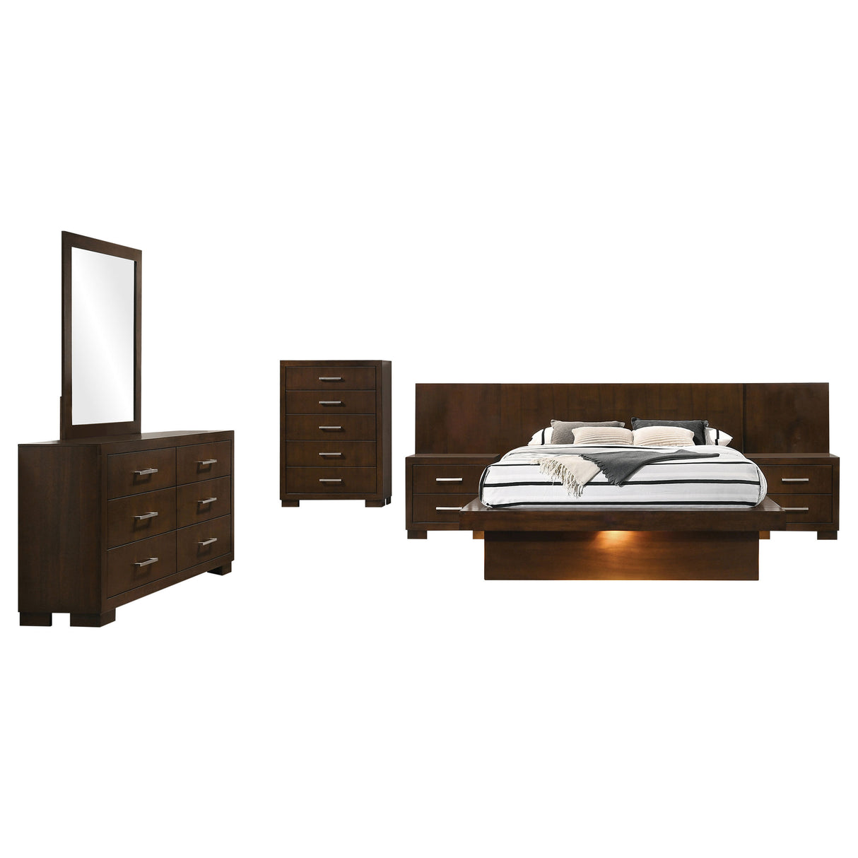 Tokyo Cappuccino 6-piece Platform Bedroom Set with 2 Nightstands