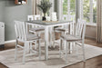 5-Piece Pack Counter Height Set Weathered Gray and White Table and Fabric Upholstered 4 Chairs Casual Dining Furniture - sold by Home Elegance USA