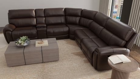 6-Piece Leather Power Sectional in Brazil Tobacco - sold by Home Elegance USA