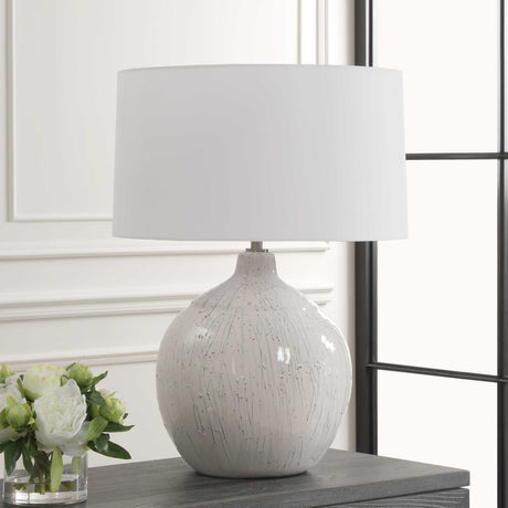 Dribble White Glaze Table Lamp by Uttermost - View 3