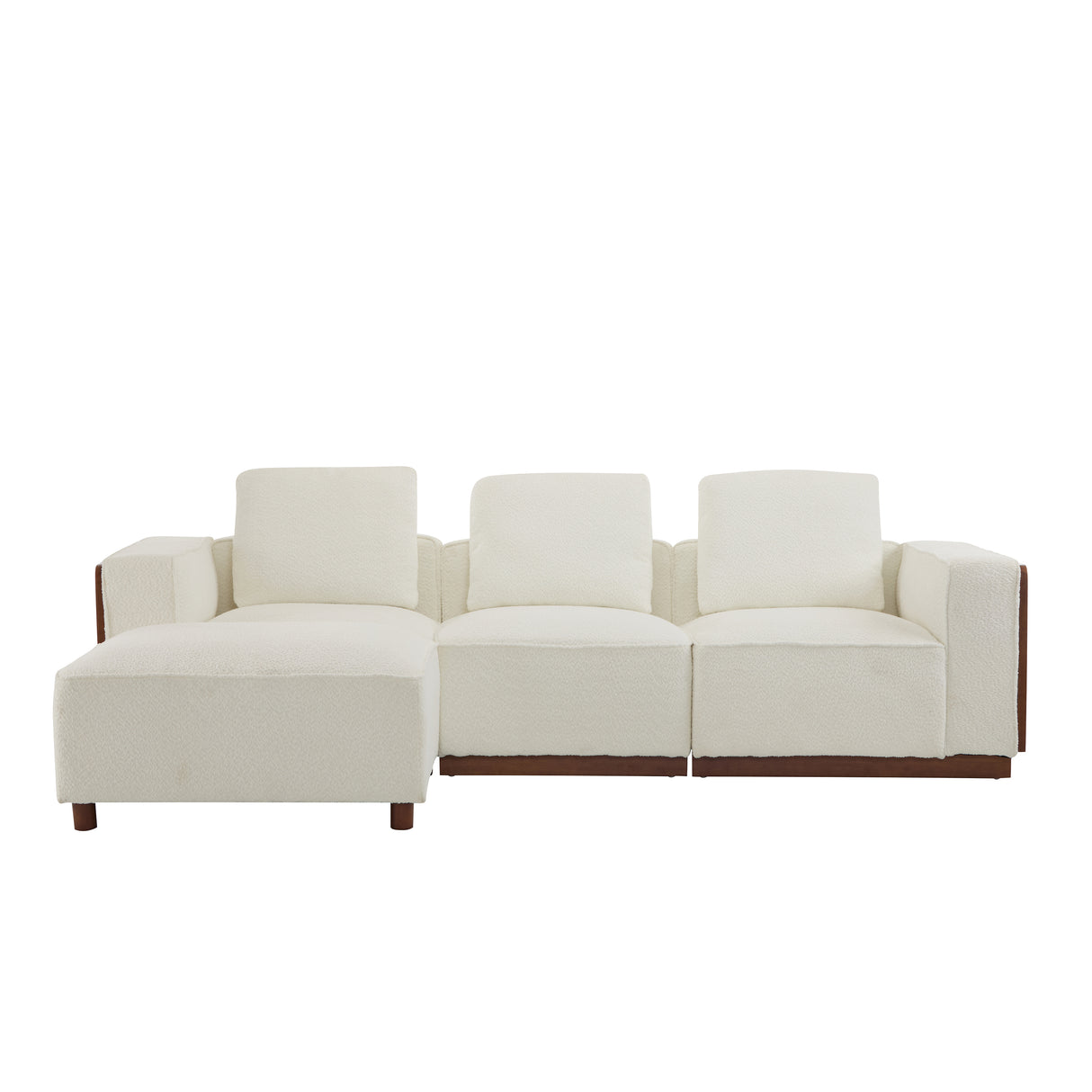 Sofá modular CHITA en forma de L con asientos más grandes en tela beige