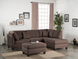 Chocolate Color 3pcs Sectional Living Room Furniture Reversible Chaise Sofa And Ottoman Polyfiber Linen Like Fabric Cushion Couch - sold by Home Elegance USA