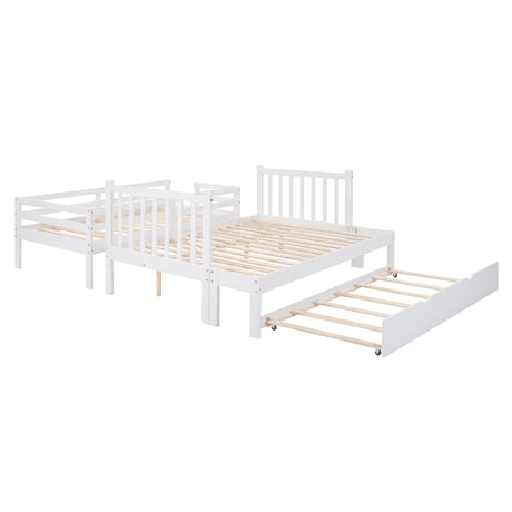 Twin over Full Bunk Bed with Twin Size Trundle (White)(OLD SKU :LT000025AAK) - sold by Home Elegance USA