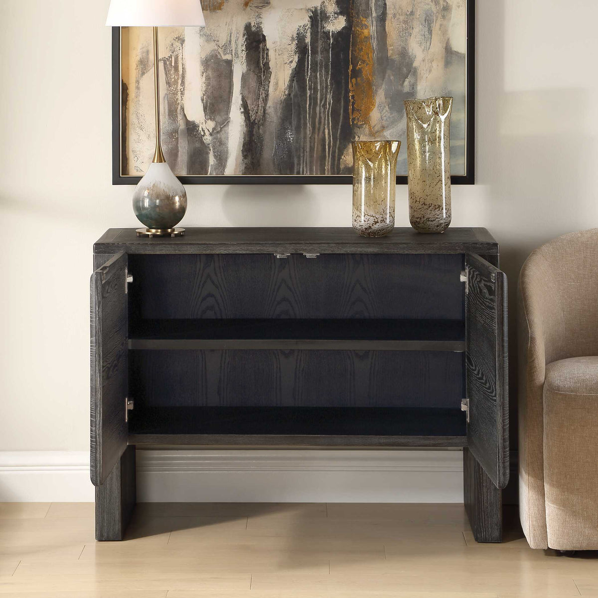 Bierk 2 Door Cabinet Dark Stain - Black by Uttermost - View 3