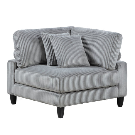 6pc Modular Sectional Set Gray Corduroy Upholstery 3x Armless Chairs 2x Corner Seats 1x Ottoman Pillows Living Room Furniture - sold by Home Elegance USA