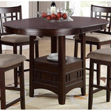 Dining Table Round Counter height Dining Table w Shelve 1pc Table Only Solid wood Dark Rosy Brown FInish - B01182192 - Home Elegance USA - 2