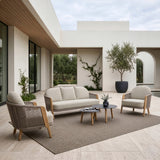 Cayman - Outdoor Beige + Teak Sofa Set - View Image 1