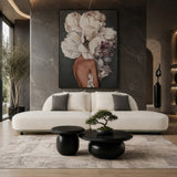 Falcone - Contemporary Off-White + Grey Bonded Leather Curved Sectional Sofa - View Image 1