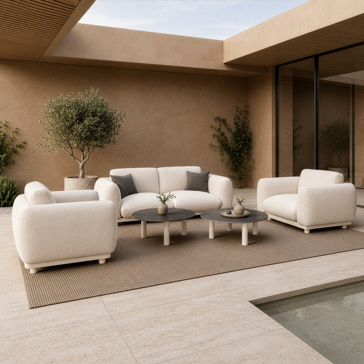 Palma - Outdoor Grey Olefin Fabric Sofa Set - View Image 1
