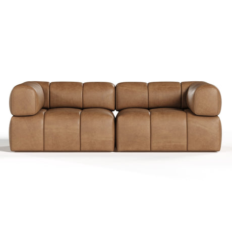Everest - Modern Brown Leather Modular Sectional Sofa-2-Piece Sectional - View Image 1