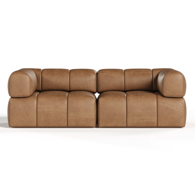 Everest - Modern Brown Leather Modular Sectional Sofa-2-Piece Sectional - View Image 1