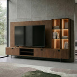 Raskin - Contemporary Walnut Entertainment Center w/ LED Lighting - View Image 1
