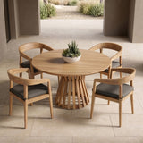 Sintra - Outdoor Grey + Eucalyptus Round Dining Table Set - View Image 1