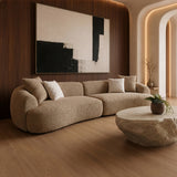 Trevor - Modern Tan Fabric Curved Mini Sectional Sofa - View Image 1