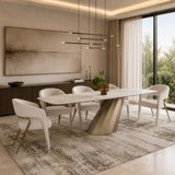 Vela - Modern Ceramic + Brass Dining Table - View Image 1