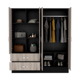 Armoire Ron, Bedroom, Black / Light Gray - sold by Home Elegance USA