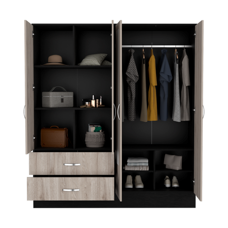 Armoire Ron, Bedroom, Black / Light Gray - sold by Home Elegance USA