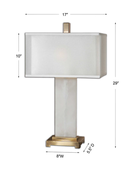 Athanas Alabaster Lamp - White / Yellow by Uttermost - View 4