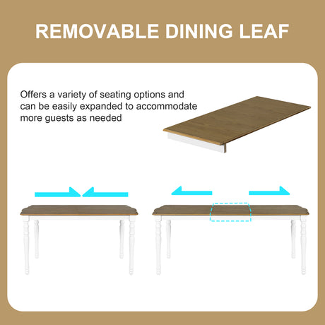 7-Piece Dining Table Set, 60inch to 78inch Extendable Wood Dining Table with Removable Leaf, Kitchen Table Set with 6 Upholstered Side Chair, Dining Table Set for 6 - sold by Home Elegance USA