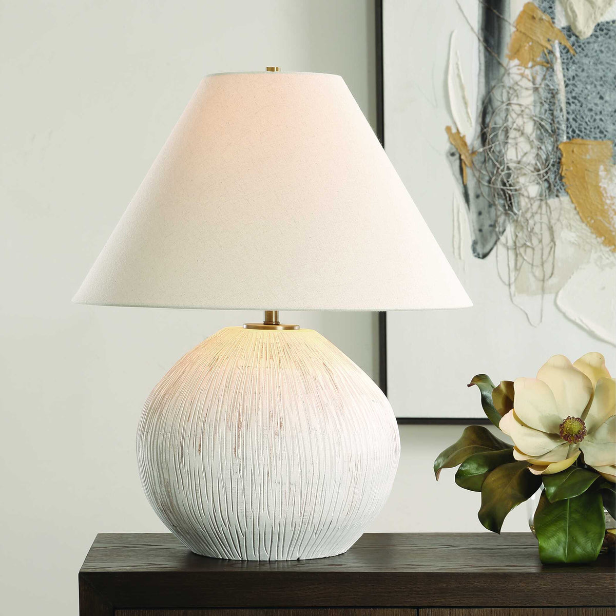 Meryl Table Lamp - White by Uttermost - View 2