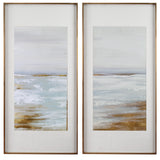 Coastline Framed Prints (Set of 2) - Light Brown / White by Uttermost - View 1