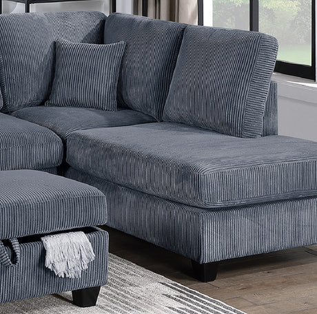 Contemporary Dark Gray 3pc Sectional Set Corduroy Upholstered LAF Sofa RAF Chaise Ottoman L-Sectional Living Room Furniture - sold by Home Elegance USA