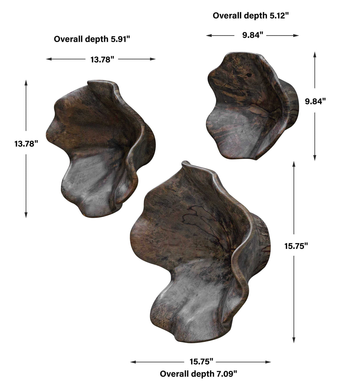Two Wood Wall Decor (Set of 3) Mocha - Dark Brown by Uttermost - View 9