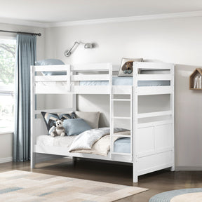 Bunk Bed Twin Over Twin White Finish Sturdy Wood Frame Guard Rails Youth Bedroom Furniture 1pc - sold by Home Elegance USA