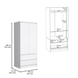 Lewes 2 Piece Bedroom Set, Dresser + Armoire, White - sold by Home Elegance USA