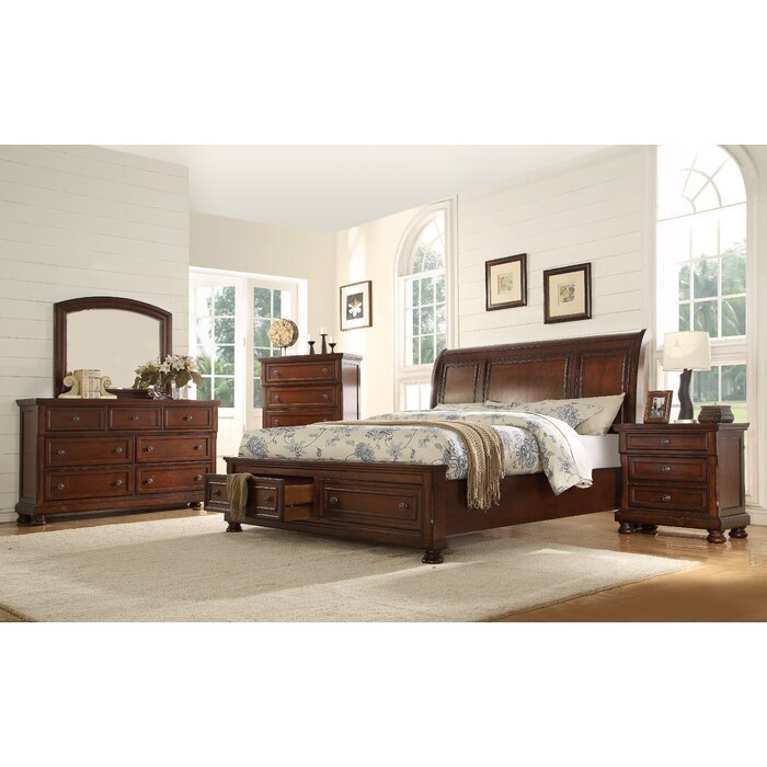 Baltimore Queen Storage Platform Bed Made with Wood in Dark Walnut | Home Elegance USA