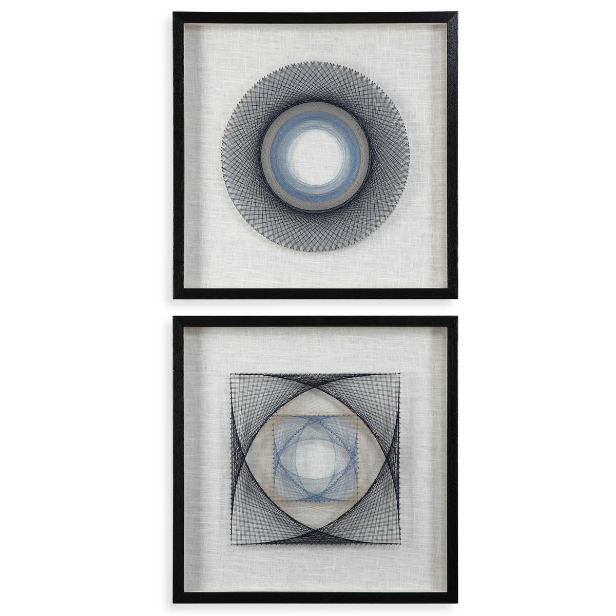 String Duet Geometric Art (Set of 2) - Black / Blue by Uttermost - View 1