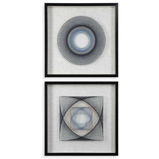 String Duet Geometric Art (Set of 2) - Black / Blue by Uttermost - View 1
