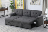 Lucca Dark Gray Linen Reversible Sleeper Sectional Sofa with Storage Chaise - Home Elegance USA