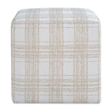 Joie Porcelain Plaid Ottoman - White by Uttermost - View 1