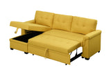 Lucca Yellow Linen Reversible Sleeper Sectional Sofa with Storage Chaise - Home Elegance USA