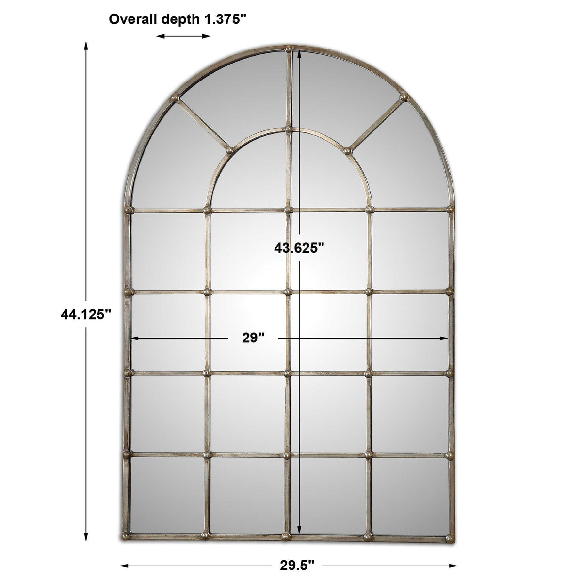 Barwell Arch Window Mirror - Silver by Uttermost - View 6