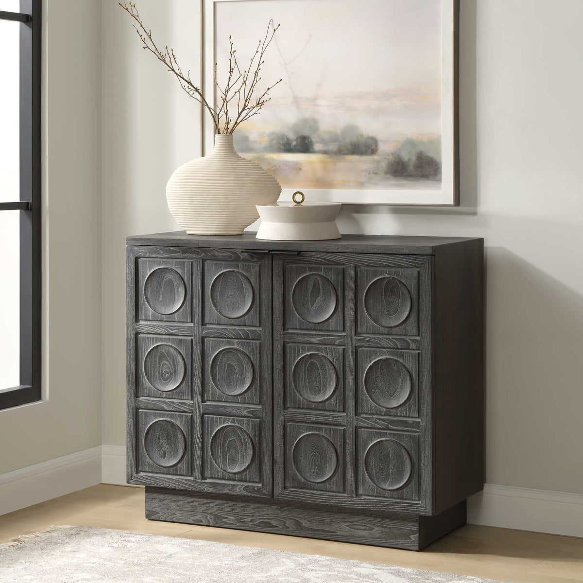Shelby 2 Door Ebony Stained Cabinet - Black by Uttermost - View 3