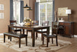 Cherry Finish Classic 6pc Dining Set Wooden Table w Draw Leaf Bench and 4 Side Chairs Faux Leather Upholstered Durable Furniture Transitional Style Ladder Back - sold by Home Elegance USA