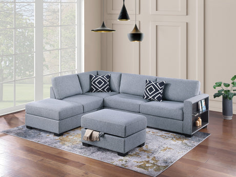3-Piece Reversible Sectional w Ottoman Functional Storage Sofa w Shelf Reversible Chaise Storage Ottoman Living Room Furniture - sold by Home Elegance USA