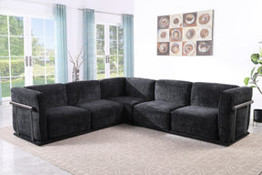 120' length , Fashionable modular sofa with iron and wood frame chenille sofa, black ,uitable for living room - sold by Home Elegance USA