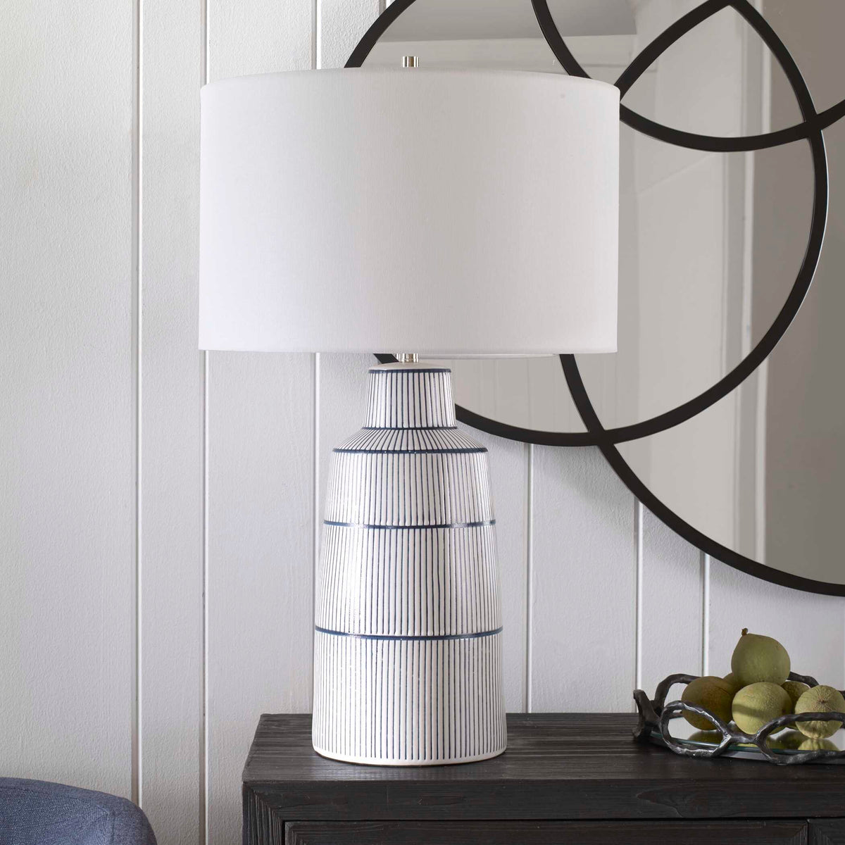 Breton Nautical Stripe Table Lamp - White by Uttermost - View 3