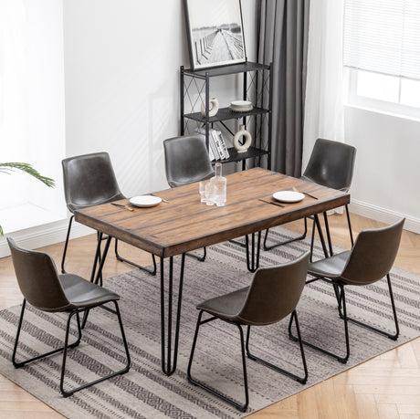 Aryven Industrial 7-Piece Dining Set, Antique Gray - sold by Home Elegance USA