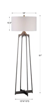 Adrian Modern Floor Lamp - Silver / White by Uttermost - View 4