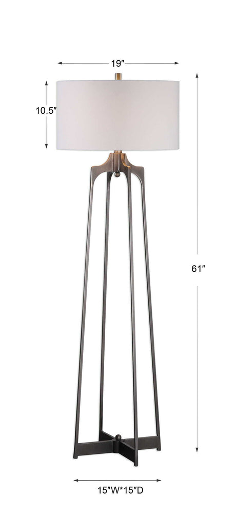 Adrian Modern Floor Lamp - Silver / White by Uttermost - View 4