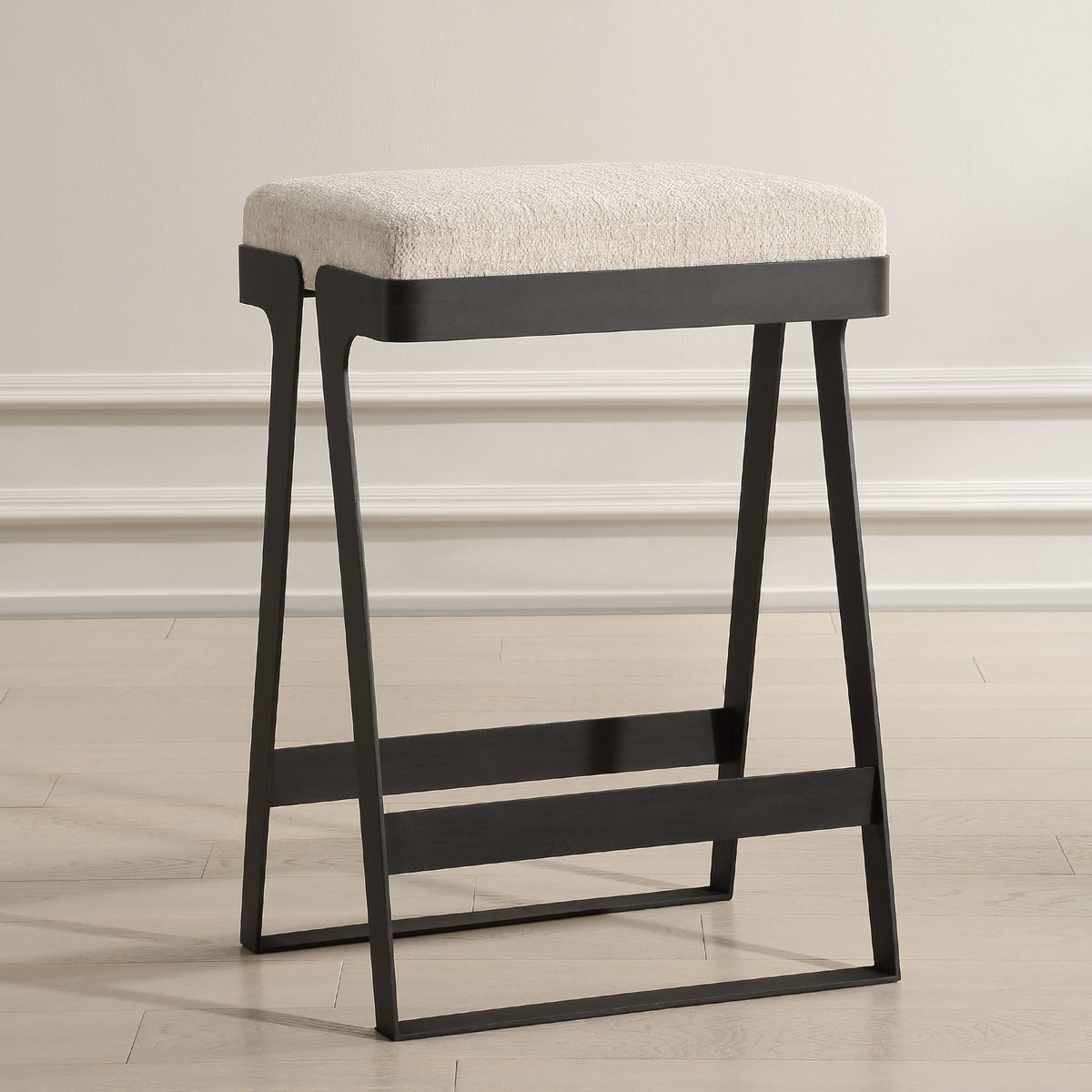 Hover Iron Counter Stool - Black / White by Uttermost - View 2