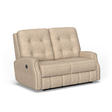 Devon Transitional Fabric Power Reclining Loveseat With Nailhead Trim | Flexsteel
