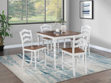 White 5-Pc Counter Height Dining Set Dining Table 4 x Chairs Natural wood Grain Look Table Top Classic Dining Room
