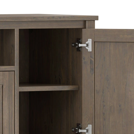 Ela 72 inch Wide Solid Wood TV Stand in Smokey Brown For TVs up to 80 inches - sold by Home Elegance USA